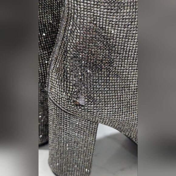 New INC Tall Sparke Knee High Boots Block Heel Pewter Crystal Sz 5 Taylor Swift - Picture 13 of 16